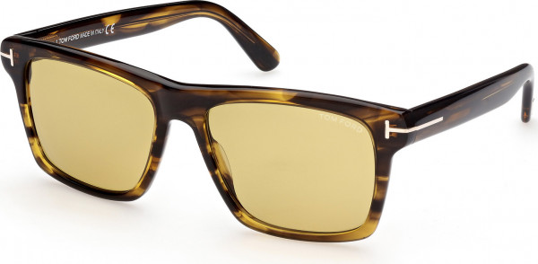 Tom Ford FT0906 BUCKLEY-02 Sunglasses, 55E - Yellow/Striped / Yellow/Striped