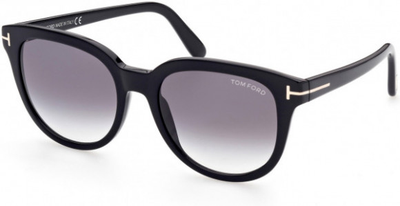 Tom Ford FT0914 Olivia-02 Sunglasses, 01B - Shiny Black / Gradient Smoke Lenses