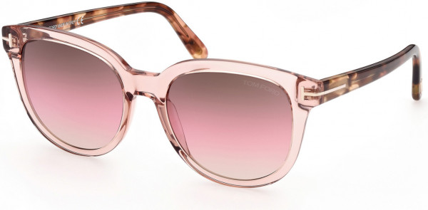 Tom Ford FT0914 Olivia-02 Sunglasses, 72F - Transp. Powder Pink W. Antique Pink Havana/grad. Brown-To-Pink Lenses