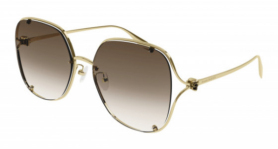 Alexander McQueen AM0366S Sunglasses, 002 - GOLD with BROWN lenses