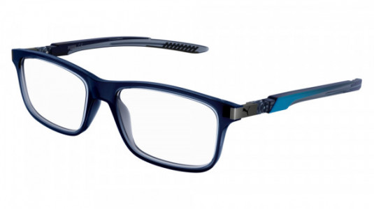 Puma PU0362O Eyeglasses, 002 - BLUE with TRANSPARENT lenses