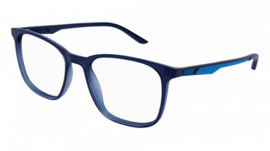 Puma PU0371O Eyeglasses, 002 - BLUE with TRANSPARENT lenses