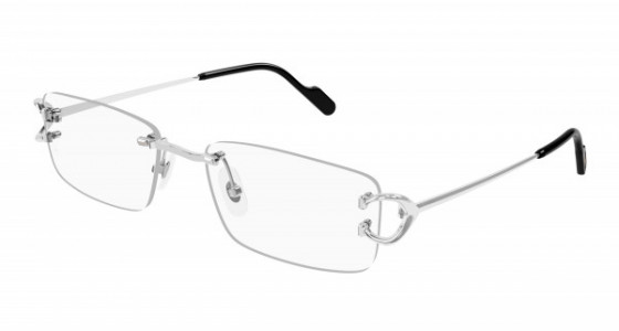 Cartier CT0344O Eyeglasses, 002 - SILVER with TRANSPARENT lenses