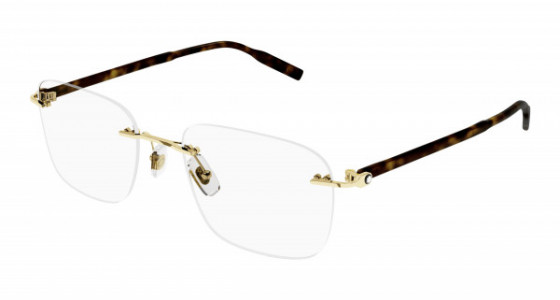 Montblanc MB0222O Eyeglasses, 002 - GOLD with HAVANA temples and TRANSPARENT lenses