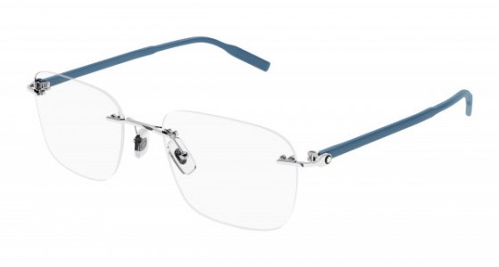 Montblanc MB0222O Eyeglasses, 010 - SILVER with GREY temples and TRANSPARENT lenses