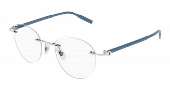 Montblanc MB0224O Eyeglasses, 005 - SILVER with GREY temples and TRANSPARENT lenses