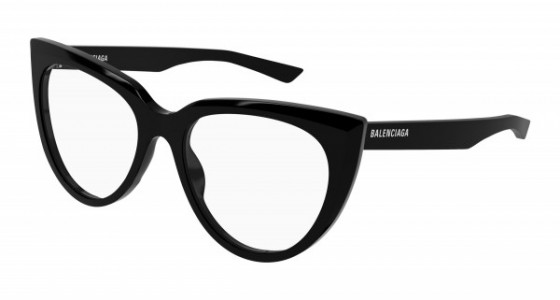 Balenciaga BB0218O Eyeglasses, 001 - BLACK with TRANSPARENT lenses