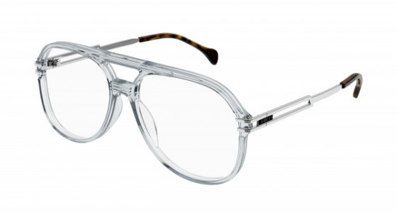 Gucci GG1106O Eyeglasses, 003 - GREY with SILVER temples and TRANSPARENT lenses