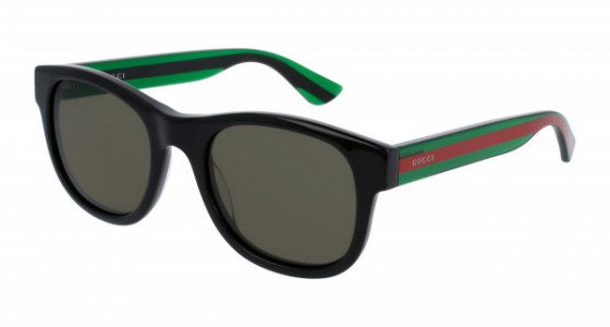 Gucci GG0003SN Sunglasses, 002 - BLACK with GREEN temples and GREEN lenses
