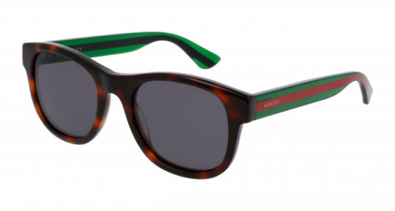 Gucci GG0003SN Sunglasses, 003 - HAVANA with GREEN temples and GREY lenses