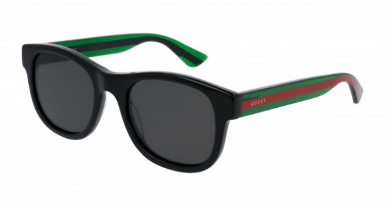 Gucci GG0003SN Sunglasses, 006 - BLACK with GREEN temples and GREY polarized lenses