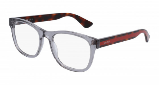 Gucci GG0004ON Eyeglasses, 004 - GREY with HAVANA temples and TRANSPARENT lenses