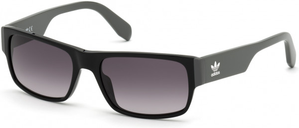 adidas Originals OR0007 Sunglasses, 01B - Shiny Black  / Gradient Smoke Lenses