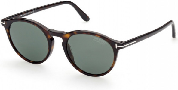 Tom Ford FT0904 Aurele Sunglasses, 52R - Shiny Classic Dark Havana / Green Polarized Lenses