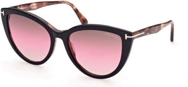 Tom Ford FT0915 Isabella-02 Sunglasses, 05F - Shiny Black & Pink Havana / Gradient  Brown, Pink, & Sand Lenses