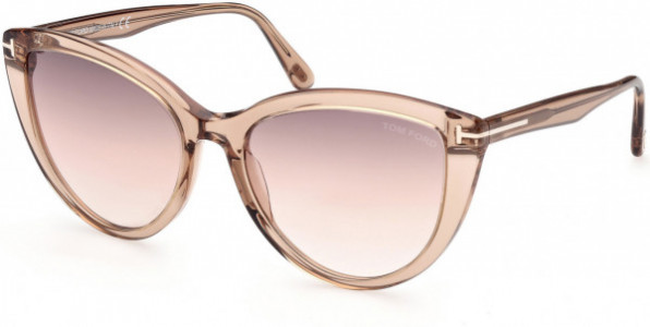 Tom Ford FT0915 Isabella-02 Sunglasses, 45G - Shiny Rose Champagne / Gradient Brown Lenses W. Gold Flash