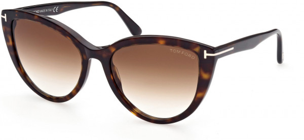 Tom Ford FT0915 Isabella-02 Sunglasses, 52F - Shiny Classic Dark Havana / Gradient Brown Lenses