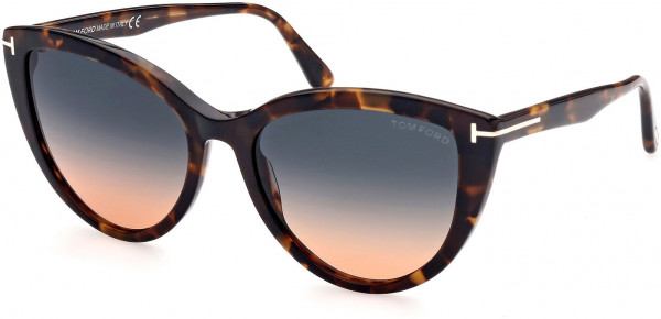 Tom Ford FT0915 Isabella-02 Sunglasses, 55P - Shiny Vintage Dark Havana / Gradient Teal-To-Orange Lenses