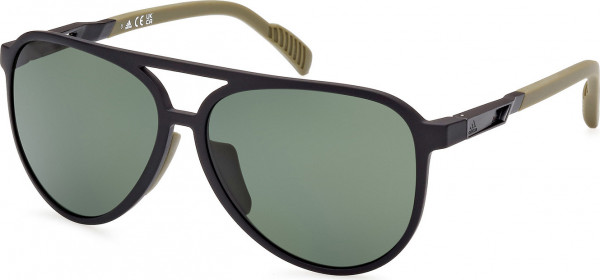 adidas SP0060 Sunglasses, 02R - Matte Black / Matte Light Green