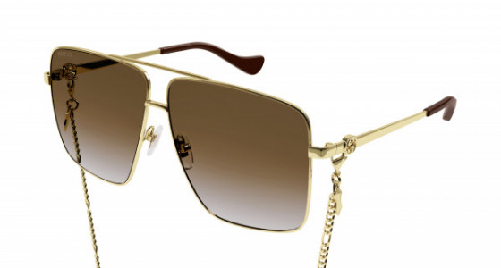 Gucci GG1087S Sunglasses, 002 - GOLD with BROWN lenses