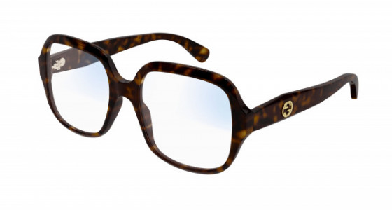 Gucci GG0799S Sunglasses, 001 - HAVANA with TRANSPARENT lenses