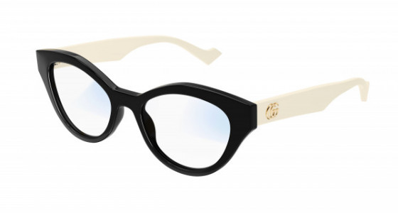 Gucci GG0959S Sunglasses, 001 - BLACK with WHITE temples and TRANSPARENT lenses