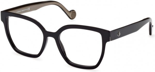 Moncler ML5155 Eyeglasses, 001 - Shiny Bilayer Black & Silver