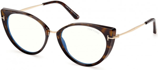 Tom Ford FT5815-B Eyeglasses, 052 - Shiny Classic Dark Havana, Rose Gold, 