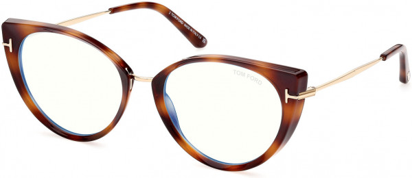Tom Ford FT5815-B Eyeglasses, 053 - Shiny Blonde Havana, Rose Gold, 
