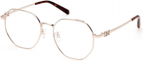 Bally BY5054-D Eyeglasses, 028 - Shiny Rose Gold, Shiny Rose Gold Metal Temples, Classical Havana Tip