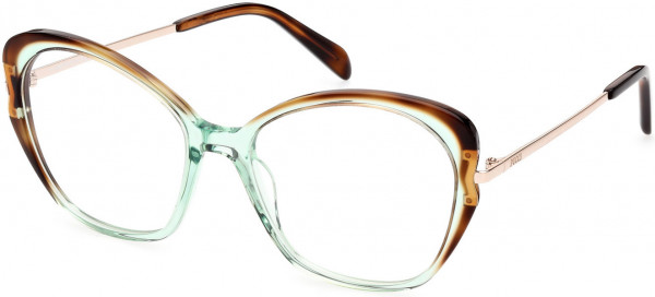Emilio Pucci EP5200 Eyeglasses, 095 - Shiny Light Havana And Transparent Light Green, Shiny Rose Gold