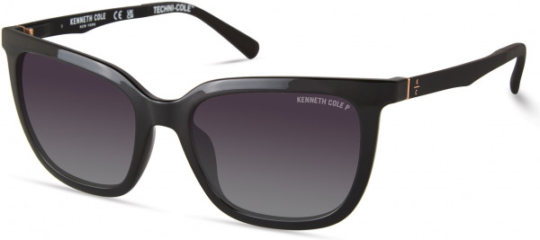 Kenneth Cole New York KC7262 Sunglasses, 01D - Shiny Black  / Smoke Polarized