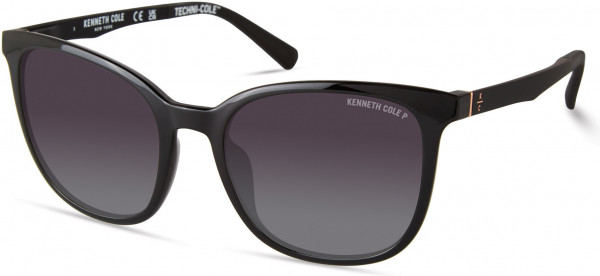 Kenneth Cole New York KC7263 Sunglasses, 01D - Shiny Black  / Smoke Polarized