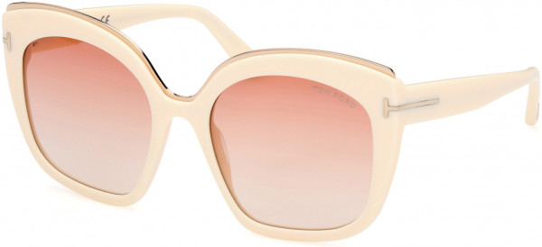 Tom Ford FT0944 Chantalle Sunglasses, 25T - Shiny Ivory W. Rose Gold Details / Gradient Bordeaux Lenses