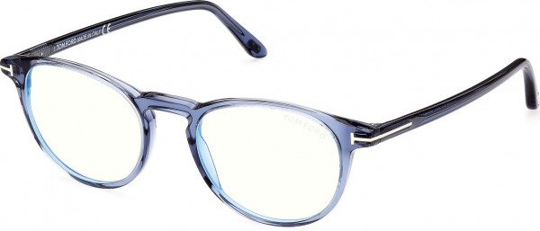 Tom Ford FT5803-B Eyeglasses, 090 - Shiny Light Blue / Shiny Light Blue