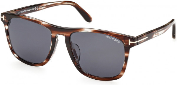 Tom Ford FT0930-F Gerard-02 Sunglasses, 56A - Shiny Striped Brown Havana / Smoke Lenses