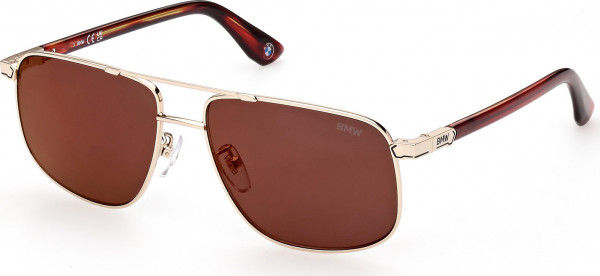 BMW Eyewear BW0031 Sunglasses, 33L - Shiny Pale Gold / Shiny Dark Red