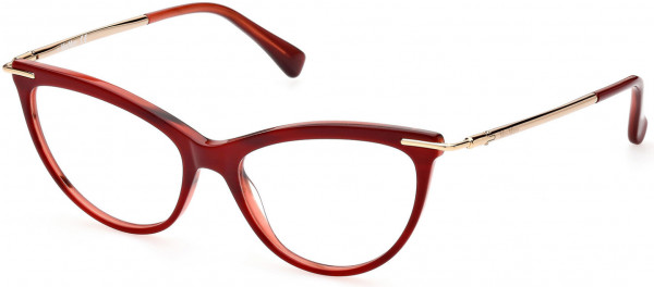 Max Mara MM5049 Eyeglasses, 071 - Shiny Transparent Burgundy, Shiny Pale Gold