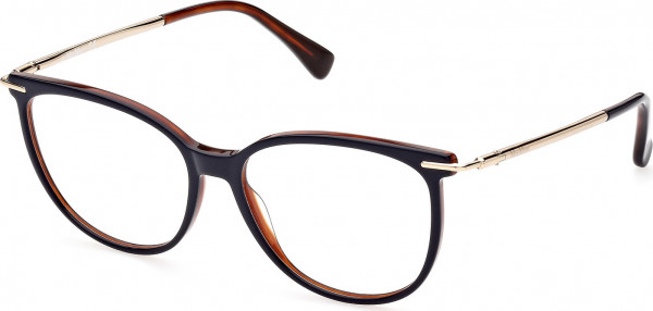 Max Mara MM5050 Eyeglasses, 092 - Blue/Monocolor / Shiny Pale Gold