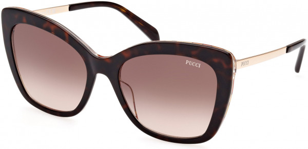 Emilio Pucci EP0190 Sunglasses, 52F - Shiny Bilayer Dark Havana & Pink Pucci Print, Pale Gold/gradient Brown
