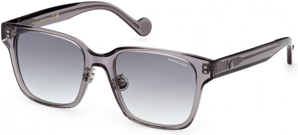 Moncler ML0235-K Sunglasses, 20B - Shiny Transparent Grey / Gradient Smoke Lenses