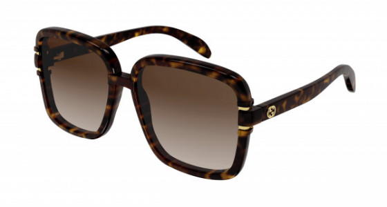 Gucci GG1066S Sunglasses, 002 - HAVANA with BROWN lenses