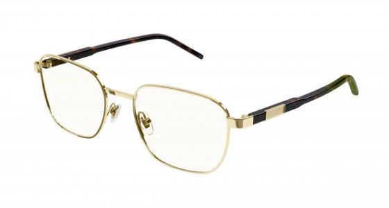 Gucci GG1161O Eyeglasses, 002 - GOLD with HAVANA temples and TRANSPARENT lenses