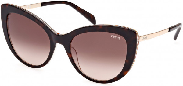 Emilio Pucci EP0191 Sunglasses, 52F - Shiny Bilayer Dark Havana & Pink Pucci Print, Pale Gold/gradient Brown