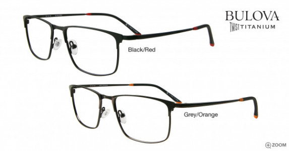 Bulova Carondelet Eyeglasses, Black/Red