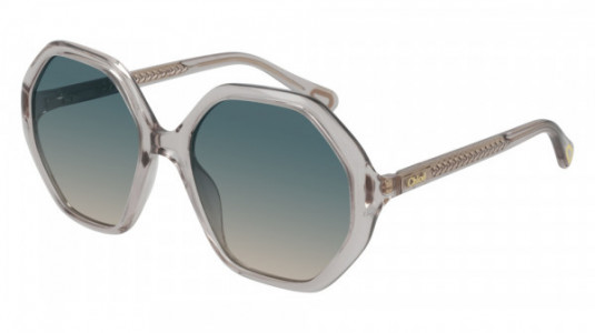 Chloé CC0004S Sunglasses, 001 - NUDE with GREEN lenses