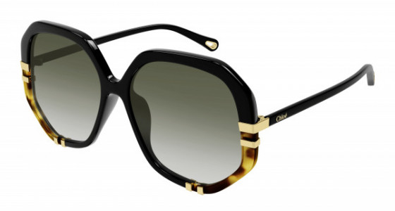 Chloé CH0105S Sunglasses, 002 - BLACK with GREEN lenses