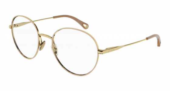 Chloé CH0021O Eyeglasses, 009 - NUDE with GOLD temples and TRANSPARENT lenses