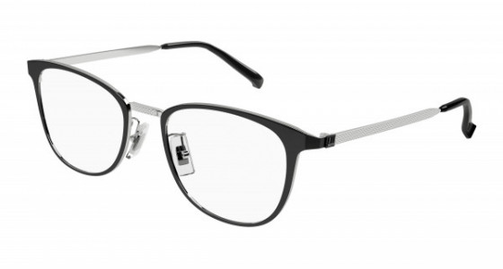 dunhill DU0041OA Eyeglasses, 006 - BLACK with SILVER temples and TRANSPARENT lenses