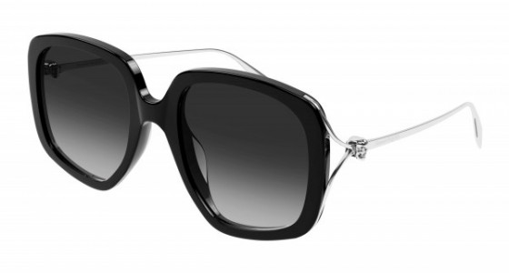 Alexander McQueen AM0374S Sunglasses, 003 - GREY with GOLD temples and BROWN lenses